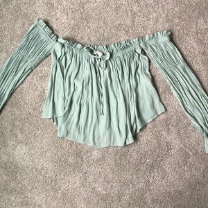 light green/mint off the shoulder top with tie